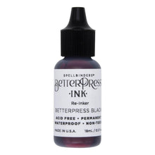 Load image into Gallery viewer, Spellbinders - BetterPress - Ink Reinker - Select from Drop Down. To reink, simply add a few drops of ink from the reinker bottle onto the ink pad and spread evenly. Available at Embellish Away located in Bowmanville Ontario Canada. Black