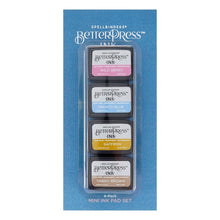 Load image into Gallery viewer, Spellbinders - BetterPress Letterpress Mini Ink Pad Set - 4/Pkg - Nature Tones. BetterPress Ink Nature Tones Mini 4-Pack Set includes four 1.25 x 1.75-inch ink pad colors of Wild Berry, French Blue, Saffron, and Tawny Brown. Available at Embellish Away located in Bowmanville Ontario Canada.