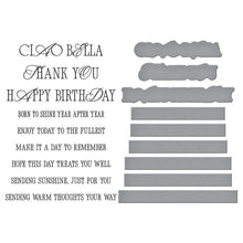 Load image into Gallery viewer, La Dolce Vita Sentiments BetterPress Plate & Die Set is from the La Dolce Vita Collection. At Embellish Away in Bowmanville Ontario Canada.