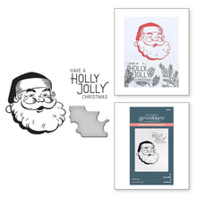 Load image into Gallery viewer, Spellbinders - Better Press Plates & Die Set - Holly Jolly Santa. From the More BetterPress Christmas Collection with two press plates of a sweet and jolly Santa face and the perfect sentiment makes a great pair! Available at Embellish Away located in Bowmanville Ontario Canada.