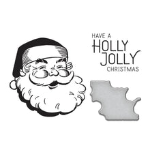Load image into Gallery viewer, Spellbinders - Better Press Plates & Die Set - Holly Jolly Santa. From the More BetterPress Christmas Collection with two press plates of a sweet and jolly Santa face and the perfect sentiment makes a great pair! Available at Embellish Away located in Bowmanville Ontario Canada.