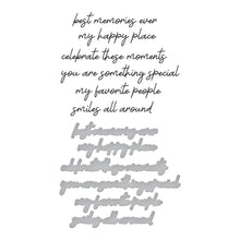 Load image into Gallery viewer, Spellbinders - BetterPress Press Plate & Die - Family Sentiments. Impress the entire plate full of everything that surrounds family in sentiments and phrases on a sweet lowercase script font. Available at Embellish Away located in Bowmanville Ontario Canada.