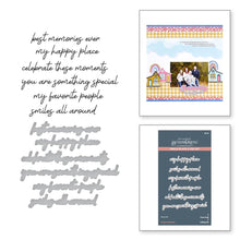 Load image into Gallery viewer, Spellbinders - BetterPress Press Plate & Die - Family Sentiments. Impress the entire plate full of everything that surrounds family in sentiments and phrases on a sweet lowercase script font. Available at Embellish Away located in Bowmanville Ontario Canada.