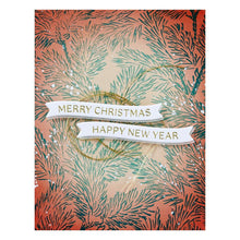 Load image into Gallery viewer, Spellbinders - BetterPress Press Plate & Die Set - Mistletoe Greetings. To save time, this set of two press plates each imprint eight fun holiday sentiments for a total of 16 greetings. Available at Embellish Away located in Bowmanville Ontario Canada. Example by brand ambassador.