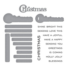 Load image into Gallery viewer, Spellbinders - Clear Stamp & Die Set - All About Christmas - Christmas Sentiments. Ten sentiment stamp and dies that work around the word, Christmas. Available at Embellish Away in Bowmanville Ontario Canada.