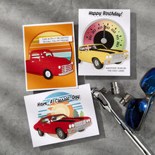 Load image into Gallery viewer, Includes all the vehicles in the Classic Road Legends Collection by Mindy Eggen. Embellish Away in Bowanville Ontario Canada. Example by brand ambassador.