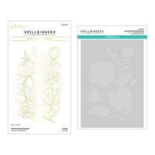 Load image into Gallery viewer, Spellbinders - Glimmer Plate And Stencil Bundle - Glimmering Peonies. Glimmering Peonies Glimmer Plate and Stencil Bundle is part of the Glimmering Flowers Collection. Available at Embellish Away located in Bowmanville Ontario Canada.