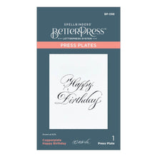 Load image into Gallery viewer, Spellbinders - Press Plate By Paul Antonio - Copperplate - Happy Birthday. Copperplate Happy Birthday Press Plate is part of the Copperplate Everyday Sentiments Collection by Paul Antonio. Available at Embellish Away located in Bowmanville Ontario Canada.