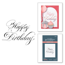 Load image into Gallery viewer, Spellbinders - Press Plate By Paul Antonio - Copperplate - Happy Birthday. Copperplate Happy Birthday Press Plate is part of the Copperplate Everyday Sentiments Collection by Paul Antonio. Available at Embellish Away located in Bowmanville Ontario Canada.