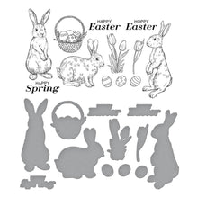 Load image into Gallery viewer, Spellbinders - Press Plate & Die By Simon Hurley - Spring Bunnies - Spring Sampler. Spring Bunnies Press Plate & Die Set is part of the Spring Sampler Collection by Simon Hurley. Available at Embellish Away located in Bowmanville Ontario Canada.