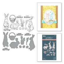 Load image into Gallery viewer, Spellbinders - Press Plate & Die By Simon Hurley - Spring Bunnies - Spring Sampler. Spring Bunnies Press Plate & Die Set is part of the Spring Sampler Collection by Simon Hurley. Available at Embellish Away located in Bowmanville Ontario Canada. Example by brand ambassador.