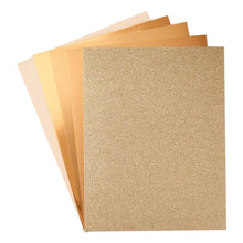 Load image into Gallery viewer, Spellbinders - Treasured Cardstock 8.5"X11" - 15/Pkg - Rose Gold. 15 premium cardstock sheets includes 3 sheets each: glitter metallic (100 lb), matte metallic (85 lb), brushed metallic (85 lb), mirror metallic (85 lb), and pearl metallic (92 lb). Available at Embellish Away located in Bowmanville Ontario Canada.
