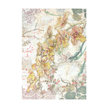 Cargar imagen en el visor de la galería, Stamperia - Assorted Rice Paper Backgrounds A6 8/Pkg - Orchids And Cats. Rice papers are wafer thin and can be used for wrapping, decoupage, painting, molding and are perfect for mixed media projects and other paper crafts. Available at Embellish Away located in Bowmanville Ontario Canada.