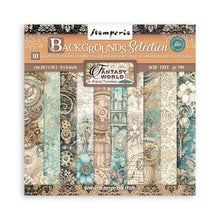 Load image into Gallery viewer, Stamperia - Backgrounds Double-Sided Paper Pad 8"X8" - 10/Pkg - Sir Vagabond In Fantasy World. The perfect start to your scrapbooks, cards and more! Available at Embellish Away located in Bowmanville Ontario Canada.