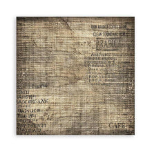 Load image into Gallery viewer, Stamperia - Polyester Fabric 12"X12" - 4/Pkg - Coffee And Chocolate. This fabric can be sewn by hand or machine, or use with craft glue. It can be washed by hand in cold water. Ready to use on greeting cards, mixed media, altered art and more. Available at Embellish Away located in Bowmanville Ontario Canada.