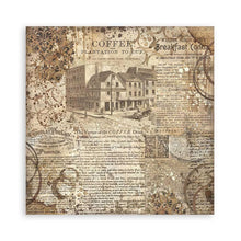 Load image into Gallery viewer, Stamperia - Polyester Fabric 12"X12" - 4/Pkg - Coffee And Chocolate. This fabric can be sewn by hand or machine, or use with craft glue. It can be washed by hand in cold water. Ready to use on greeting cards, mixed media, altered art and more. Available at Embellish Away located in Bowmanville Ontario Canada.