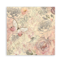 Load image into Gallery viewer, Stamperia - Polyester Fabric 12"X12" - 4/Pkg - Shabby Rose. This fabric can be sewn by hand or machine, or used with craft glue. It can be washed by hand in cold water. Ready to use on greeting cards, mixed media, altered art and more. Available at Embellish Away located in Bowmanville Ontario Canada.