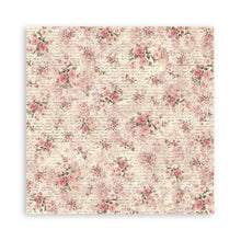 Load image into Gallery viewer, Stamperia - Polyester Fabric 12"X12" - 4/Pkg - Shabby Rose. This fabric can be sewn by hand or machine, or used with craft glue. It can be washed by hand in cold water. Ready to use on greeting cards, mixed media, altered art and more. Available at Embellish Away located in Bowmanville Ontario Canada.