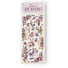 Load image into Gallery viewer, Stamperia - Rub-On 4"X8.5" - Lavender Flowers. Instant beauty on virtually any surface you can imagine. Easy to use rub-on transfers that release onto a wide variety of surfaces allowing for a multitude of decor, furniture and multi-media uses. Available at Embellish Away located in Bowmanville Ontario Canada.