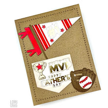 Charger l'image dans la galerie, Includes 5 dies. The baseball bat measures 2 3/4 x 3/8 in. and the baseball glove measures 1 1/2 x 1 1/2 in.. At Embellish Away in Bowmanville Ontario Canada. Example by brand ambassador.