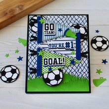 Charger l'image dans la galerie, Taylored Expressions - Die - Little Bits - Soccer. Includes 2 dies. The soccer ball measures 1 3/8 x 1 3/8 in.. At Embellish Away in Bowmanville Ontario Canada. Example by brand ambassador.