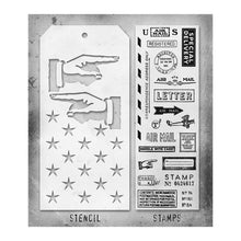 Load image into Gallery viewer, Tim Holtz - Mixed Media Clear Stamp & Stencil - #41. Available at Embellish Away located in Bowmanville Ontario Canada.