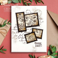 Load image into Gallery viewer, Woodware - Craft Die by Francoise Read - Postage Frame. A great die set to complement Francoises stamp sets. Cut frames to add layers and textures to cards, scrapbook pages and more. The dies are compatible with most home die cutting machines. Available at Embellish Away located in Bowmanville Ontario Canada. Example by Christine Smith.