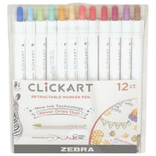 Load image into Gallery viewer, Zebra - CLiCKART Retractable Marker Pen Set - Light Colour Palette. Perfect for journaling, colour coding, drawing, and writing. At Embellish Away in Bowmnaville Ontario Canada.