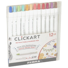 Load image into Gallery viewer, Zebra - CLiCKART Retractable Marker Pen Set - Light Colour Palette. Perfect for journaling, colour coding, drawing, and writing. At Embellish Away in Bowmnaville Ontario Canada.