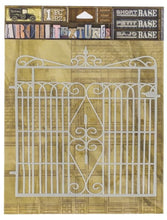 Load image into Gallery viewer, 7Gypsies - Architextures Short Base - Gate. These adhesive pieces of vintage artwork can be used as a background, layer or embellishment for a wide range of craft projects. They are so easily transformed with a bit of ink, paint or dye. Bases can be used as is or altered to change the color, distressing or finish. You can transform them right on the acetate carrier giving you the space to alter them without changing the look and color of you mixed media or craft base. When it is the way you want it, the fle