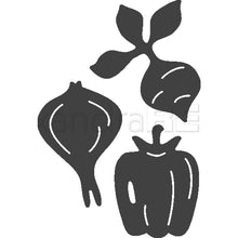 Load image into Gallery viewer, Alexandra Renke - Dies - Onion, Paprika & Radish. Design greeting cards, table cards, scrapbooks and much more. Together with your imagination, you will create very special treasures. Can be used with most die cutting machines. This package contains Onion, Paprika, Radish: a set of three metal dies measuring between .76x1.18 inches and .99x1.14 inches. Made in USA. Available in Bowmanville Ontario Canada