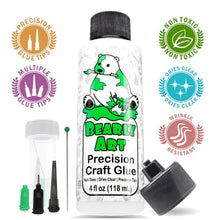 Load image into Gallery viewer, Bearly Art - Precision Craft Glue - The Original. 4 Fl Oz, Tip Kit, Tip Cap. CLEAR-DRYING, MULTIPLE-SIZED TIPS, WRINKLE & CLUMP RESISTANT, NON-TOXIC & FREEZE/THAW STABLE. Available at Embellish Away located in Bowmanville Ontario Canada.