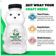 Load image into Gallery viewer, Bearly Art - Precision Craft Glue - The Refill.11 Fl Oz Bear Refill. CLEAR-DRYING, WRINKLE & CLUMP RESISTANT, NON-TOXIC & FREEZE/THAW STABLE. Available at Embellish Away located in Bowmanville Ontario Canada.