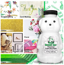 Load image into Gallery viewer, Bearly Art - Precision Craft Glue - The Refill.11 Fl Oz Bear Refill. CLEAR-DRYING, WRINKLE & CLUMP RESISTANT, NON-TOXIC & FREEZE/THAW STABLE. Available at Embellish Away located in Bowmanville Ontario Canada.