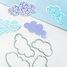 Load image into Gallery viewer, Catherine Pooler - Stamp & Die Set - April Showers. Use the four (4) dies in the April Showers Dies set to cut out the clouds from the April Showers Stamp Set for lots of pattern play. Illustrated by Elizabeth Silver. Available at Embellish Away located in Bowmanville Ontario Canada.