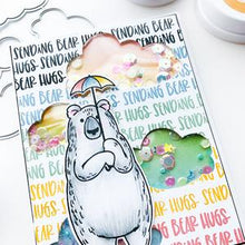 Load image into Gallery viewer, Catherine Pooler - Stamp & Die Set - April Showers. Use the four (4) dies in the April Showers Dies set to cut out the clouds from the April Showers Stamp Set for lots of pattern play. Illustrated by Elizabeth Silver. Available at Embellish Away located in Bowmanville Ontario Canada. Example by brand ambassador.