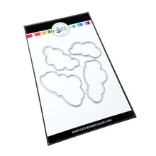 Load image into Gallery viewer, Catherine Pooler - Stamp & Die Set - April Showers. Use the four (4) dies in the April Showers Dies set to cut out the clouds from the April Showers Stamp Set for lots of pattern play. Illustrated by Elizabeth Silver. Available at Embellish Away located in Bowmanville Ontario Canada.