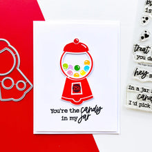 Load image into Gallery viewer, Catherine Pooler - Dies - Hey Sugar. Pair the gumball machine from the Hey Sugar Dies with the machine in the Hey Sugar Sentiments Stamp Set to make it the star of any card! Available at Embellish Away located in Bowmanville Ontario Canada. Card by brand ambassador.