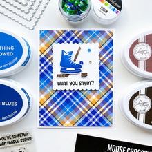 Load image into Gallery viewer, Catherine Pooler - Stamp & Die Set - O Canada. This one is sweeter than maple syrup, eh? Here's too the beautiful country of Canada! This fun icons stamp & die set and it's has images of maple syrup, hockey, a Mountie hat and a hot cup of "Timmies" Available at Embellish Away located in Bowmanville Ontario Canada. Example by brand ambassador.