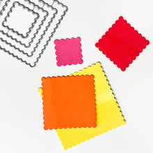 Load image into Gallery viewer, Catherine Pooler - Dies - Scallop Square. You are going to love the Scallop Square Dies. This set of four nested dies gives you lots of sizes and versatility for cutting decorative square layers for your cards or scrapbook spreads. Available at Embellish Away located in Bowmanville Ontario Canada.