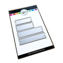 Load image into Gallery viewer, Catherine Pooler - Dies - Tickets & Tape. Tear off a ticket or tape for a fun sentiment layer die. The Ticket & Tape Dies are taller than our classic Sentiment Banner Dies and each style created in two lengths. Available at Embellish Away located in Bowmanville Ontario Canada.