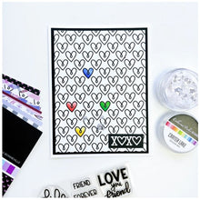 Load image into Gallery viewer, Catherine Pooler - Sentiments Stamp Set - Forever Yours. When making cards for Valentine's Day, you need a just right sentiment for everyone you love. Enter the Forever Yours Sentiments Stamp Set. Available at Embellish Away located in Bowmanville Ontario Canada. Example by brand ambassador.