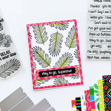 Load image into Gallery viewer, Catherine Pooler - Sentiments Stamp Set - Just Right Duos. Try one line or stack two with the Just Right Duos Sentiments Stamp Set! This fun grouping of sentiments covers a wide range of occasions and works great to create inside/out sentiments too. Available at Embellish Away located in Bowmanville Ontario Canada. card example by brand ambassador.