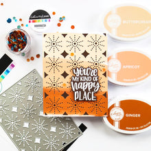 Cargar imagen en el visor de la galería, Catherine Pooler - Sequin Mix - Marrakesh. This sky and earth blend of blues and orange mirror the feel of the clay buildings, spices and colorful fabrics and textiles of this vibrant North African city. Available at Embellish Away located in Bowmanville Ontario Canada. Card example by brand ambassador.