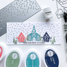 Charger l'image dans la galerie, Catherine Pooler - Slimline Die - Flurries. The Flurries Slimline Die was created to add snow to your slimline cards! Keep it simple with a white on white look or ink blend with your favorite icy blues. Available at Embellish Away located in Bowmanville Ontario Canada. Card design by Catherine Pooler.