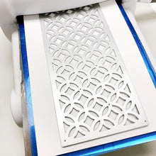 Load image into Gallery viewer, Catherine Pooler - Slimline Die - Sitting Pretty. Like a beautiful woven cane patterned porch seat, the Sitting Pretty Slimline Die will add a textural element of pretty to your next card. This slimline die is formatted to 8.5" x 3.5" base slimline card but can also be added to a traditional card as a background element or even used as a stencil. Available at Embellish Away located in Bowmanville Ontario Canada.