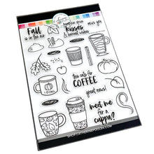 Load image into Gallery viewer, Catherine Pooler - Stamp Set - Fall Calls for Lattes. Chilly weather and soft falling leaves means a need for hot drinks!! The 6x8 Fall Calls for Lattes Stamp Set and coordinating Fall Calls for Lattes Dies has it all for coffee and hot drink lovers alike. Available at Embellish Away located in Bowmanville Ontario Canada.