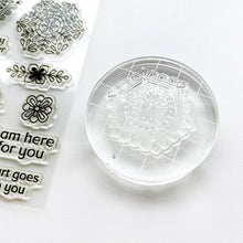 गैलरी व्यूवर में इमेज लोड करें, Catherine Pooler - Stamp Set - Ornamental Thoughts. The line art medallions and sentiments in the Ornamental Thoughts Stamp Stamp Set pair perfectly with the Peace in Flight Stamp Set featuring ornately decorated dove and swan stamps to grace your cards. Available at Embellish Away located in Bowmanville Ontario Canada