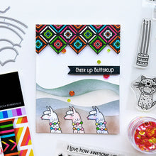 Load image into Gallery viewer, Catherine Pooler - Stamp & Die Set - Birthday Fiesta. Feliz Cumpleaños! It's a Birthday Fiesta and the llama and Jaguar are ready to party! These Peruvian friends can blow out the candles and chop down on some cake. Available at Embellish Away located in Bowmanville Ontario Canada. Example by brand ambassador.