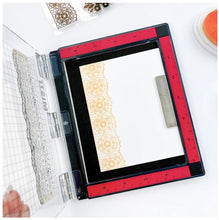 Cargar imagen en el visor de la galería, Catherine Pooler - Stamp & Die Set - Love & Lace. Add a little lace to your card with the Love & Lace Stamp & Die Set. This intricate border stamp will add a lovely lace accent to your card or project. Available at Embellish Away located in Bowmanville Ontario Canada.